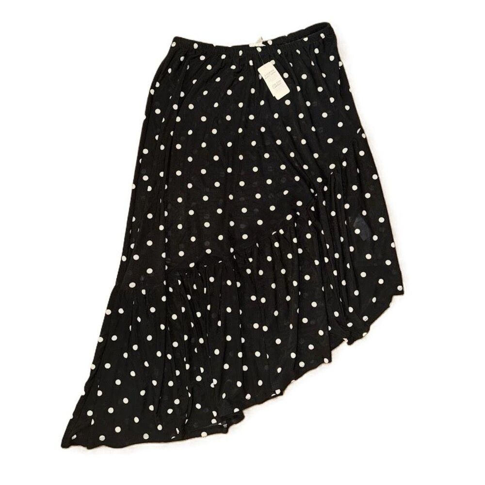 NEW Aerie AE Polka Dot Mesh skirt XS Swim sarong swimsuit cover up Black White